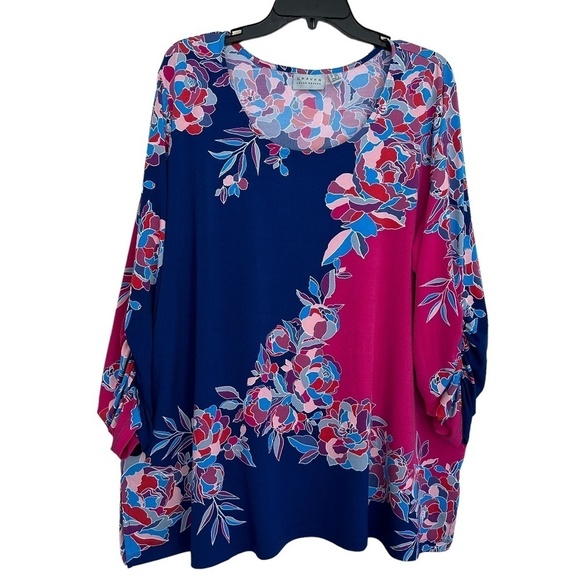 Susan Graver Women's Size Petite US 2XP Tunic Length  Floral Print Round Neck - Picture 14 of 16